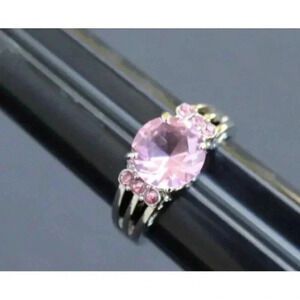 Vintage Art Nouveau Gaudy Victorian Cocktail PINK Gemstone Ring Sz 9